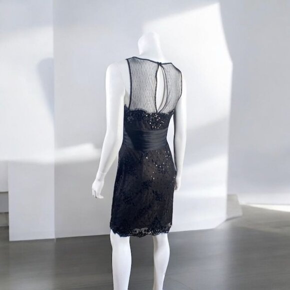 BCBGMAXAZRIA Cocktail Dress Black Sequins, Satin, and Lace, Size 6 - Picture 13 of 15